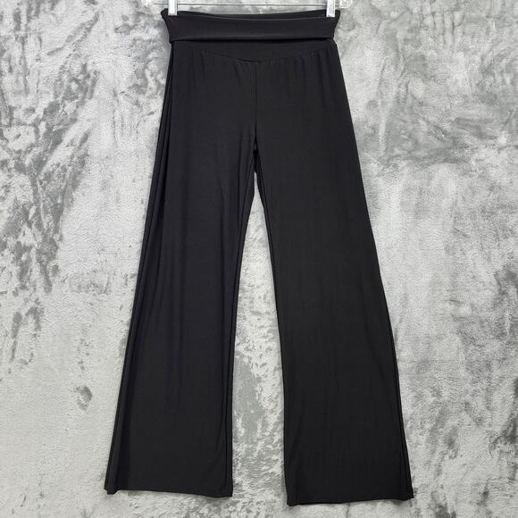 J Mode USA Pants Womens XL Black Pull On Wide Leg Flare Fold Over Waist Stretch - Picture 1 of 12